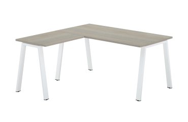 Corner desk Ecla L 160 x D 160 cm grey oak with metallic undercarriage