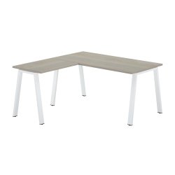 Eckbüro Ecla L 160 x T 160 cm graue Eiche mit Metallfuß