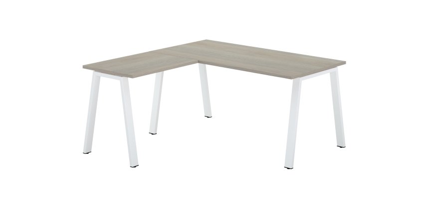 Corner desk Ecla L 160 x D 160 cm grey oak with metallic undercarriage