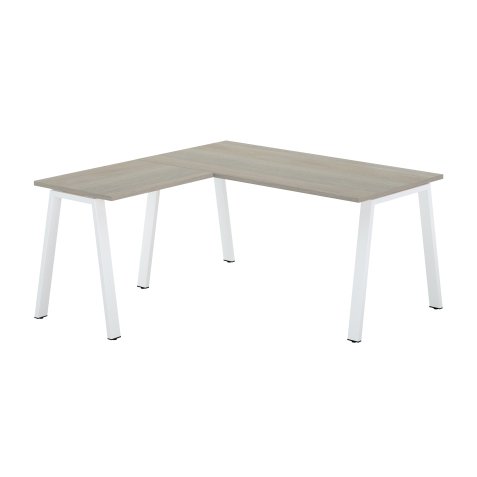 Bureau d'angle chêne gris avec retour simple L 160 x P 160 piètement métal - Arch