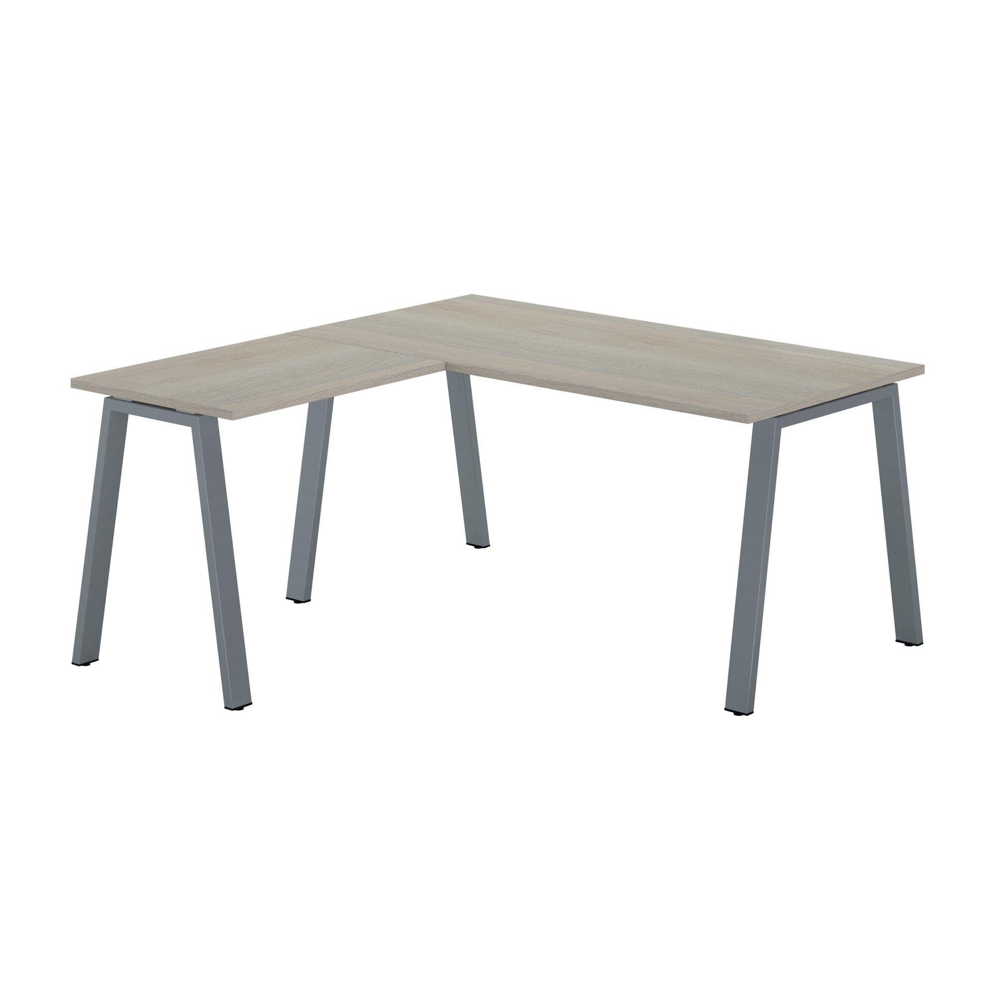 Corner desk Ecla L 160 x D 160 cm grey oak with metallic undercarriage