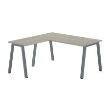 Corner desk Ecla L 160 x D 160 cm grey oak with metallic undercarriage