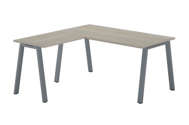 Hoekbureau Ecla L 160 x D 160 cm grijze eik met metalen onderstel