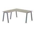 Bureau d'angle chêne gris avec retour simple L 160 x P 160 piètement métal - Arch