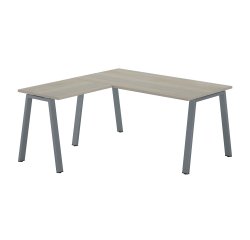 Bureau d'angle chêne gris avec retour simple L 160 x P 160 piètement métal - Arch