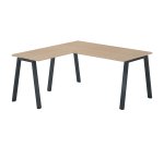 Bureau d'angle chêne clair avec retour simple L 160 x P 160 piètement métal - Arch