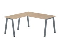 Bureau d'angle chêne clair avec retour simple L 160 x P 160 piètement métal - Arch