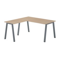 Bureau d'angle chêne clair avec retour simple L 160 x P 160 piètement métal - Arch
