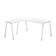 Corner desk Ecla L 160 x D 160 cm white with metallic undercarriage