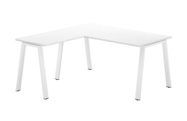 Corner desk Ecla L 160 x D 160 cm white with metallic undercarriage