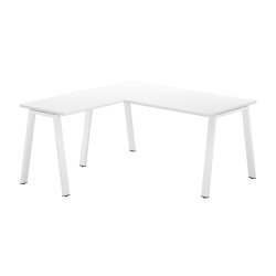 Bureau d'angle Ecla L 160 x P 160 cm Blanc piètement métal