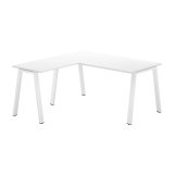 Bureau d'angle blanc avec retour simple L 160 x P 160 piètement métal - Arch