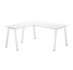 Corner desk Ecla L 160 x D 160 cm white with metallic undercarriage