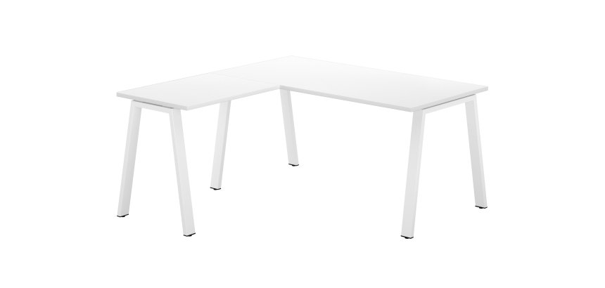 Corner desk Ecla L 160 x D 160 cm white with metallic undercarriage