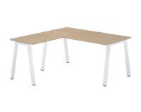 Bureau d'angle chêne clair avec retour simple L 160 x P 160 piètement métal - Arch