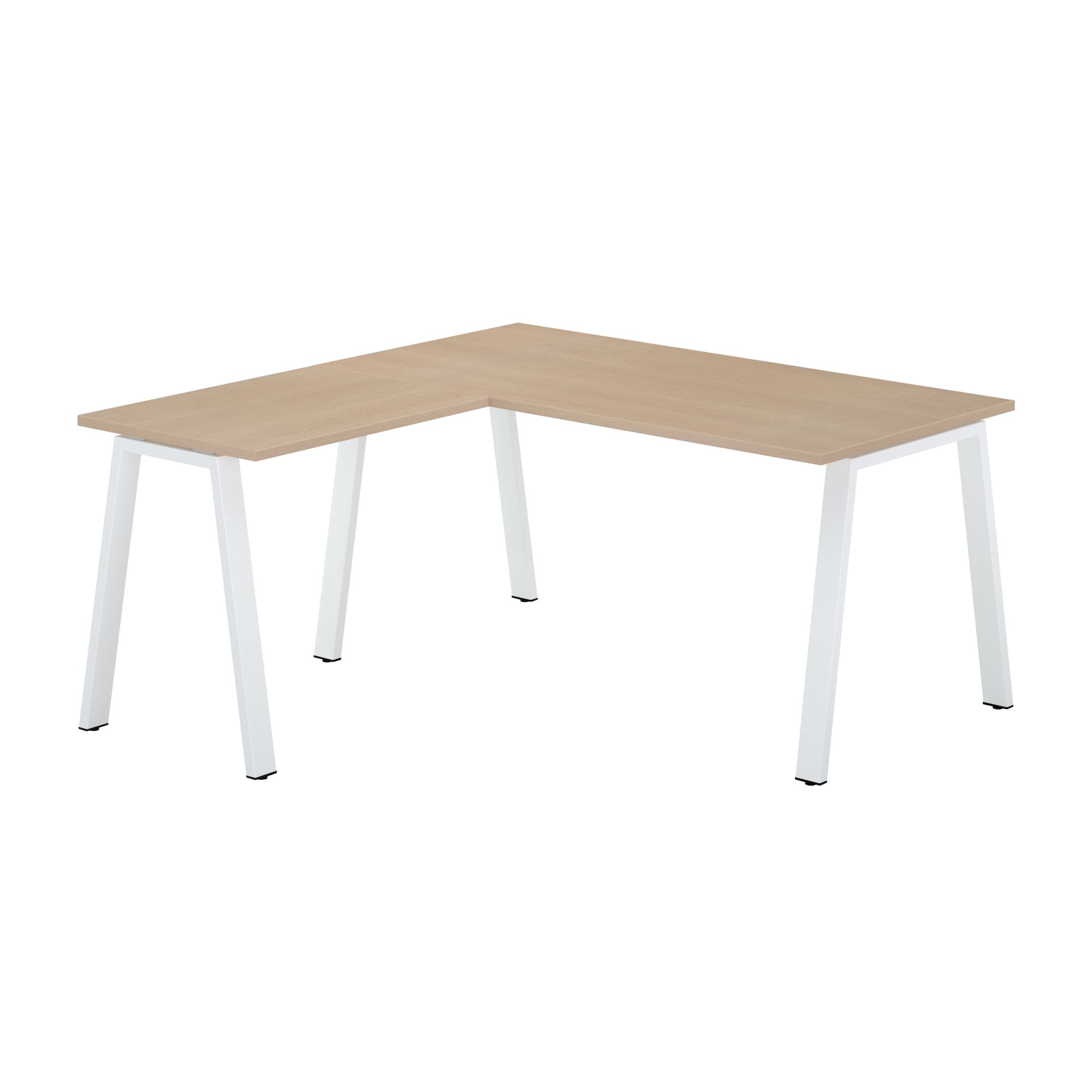 Bureau d'angle chêne clair avec retour simple L 160 x P 160 piètement métal - Arch