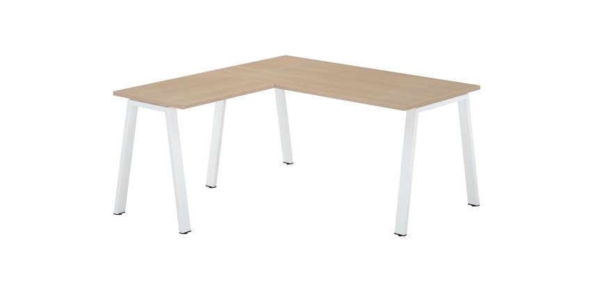 Bureau d'angle chêne clair avec retour simple L 160 x P 160 piètement métal - Arch