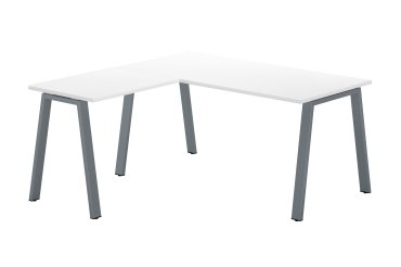 Corner desk Ecla L 160 x D 160 cm white with metallic undercarriage