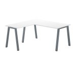 Bureau d'angle blanc avec retour simple L 160 x P 160 piètement métal - Arch
