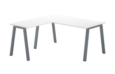 Corner desk Ecla L 160 x D 160 cm white with metallic undercarriage