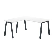 Corner desk Ecla L 160 x D 160 cm white with metallic undercarriage