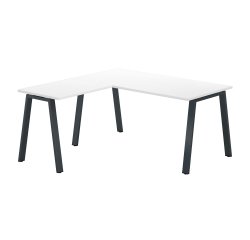 Bureau d'angle Ecla L 160 x P 160 cm Blanc piètement métal