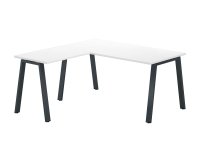 Corner desk Ecla L 160 x D 160 cm white with metallic undercarriage