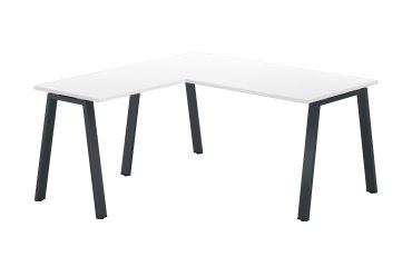 Corner desk Ecla L 160 x D 160 cm white with metallic undercarriage