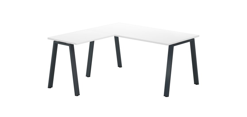 Eckbüro Ecla L 160 x T 160 cm weiß mit Metallfuß