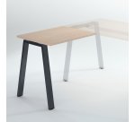 Retour bureau manager chêne clair 100 x 60 cm, piétement métal - Arch