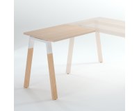 Allungo scrivania direzionale gambe bianche e rovere chiaro 60x100 cm