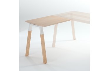 Allungo scrivania direzionale gambe bianche e rovere chiaro 60x100 cm