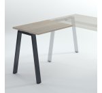 Retour bureau manager chêne gris 100 x 80 cm, piétement métal - Arch