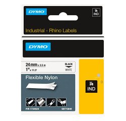 Cinta nylon Dymo Rhino 24 mm 1734524 blanco escritura negra