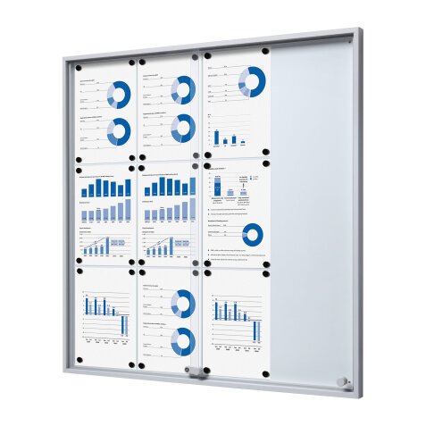 Vitrine d'affichage intérieur fond acier laqué - 12 feuilles