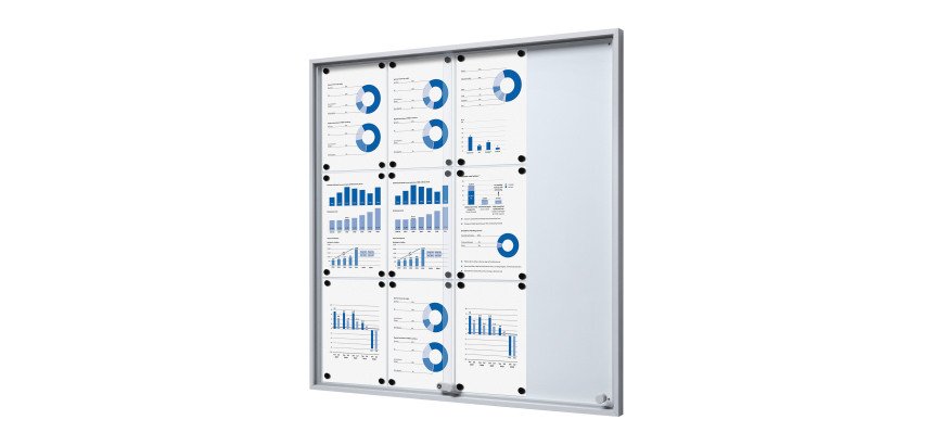 Vitrine d'affichage intérieur fond acier laqué - 12 feuilles