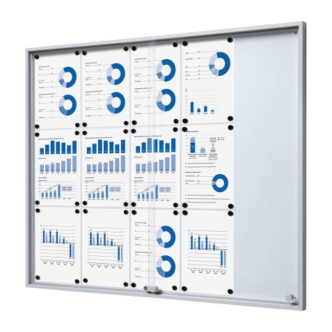 Vitrine d'affichage intérieur fond acier laqué - 15 feuilles