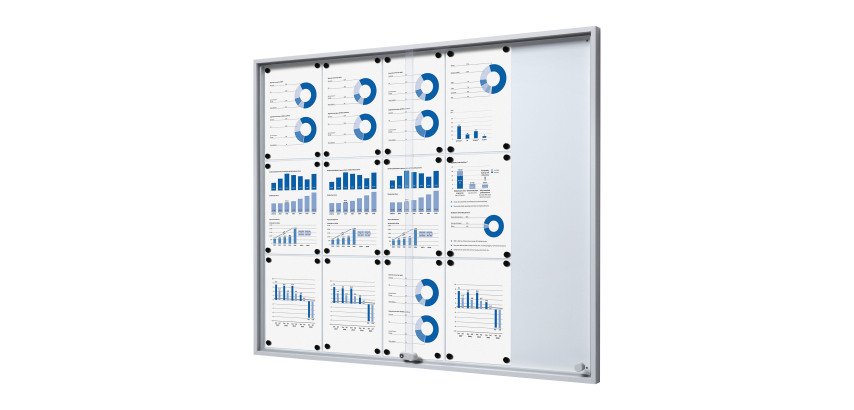 Vitrine d'affichage intérieur fond acier laqué - 15 feuilles