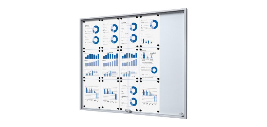 Vitrine d'affichage intérieur fond acier laqué - 15 feuilles