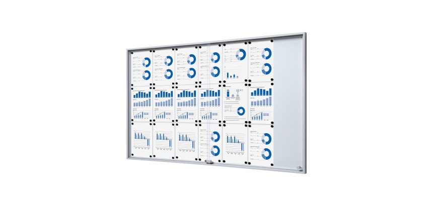 Vitrine d'affichage intérieur fond acier laqué - 21 feuilles