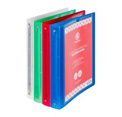 Plastic-coated binder with 4 rings, Bruneau customizable A4 - 4 cm back , assorted translucent colors