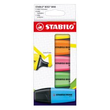 Surligneur Stabilo Boss mini couleurs assorties- Etui carton de 5
