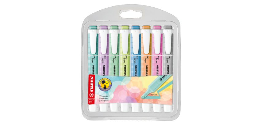 Surligneur Stabilo Swing Cool couleurs pastel assorties - Etui de 8