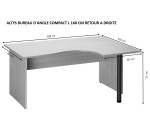 Bureau compact retour à droite hêtre L 160 cm piétement plein bois - O-line 2