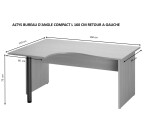Bureau compact retour à gauche hêtre L 160 cm piétement plein bois - O-line 2