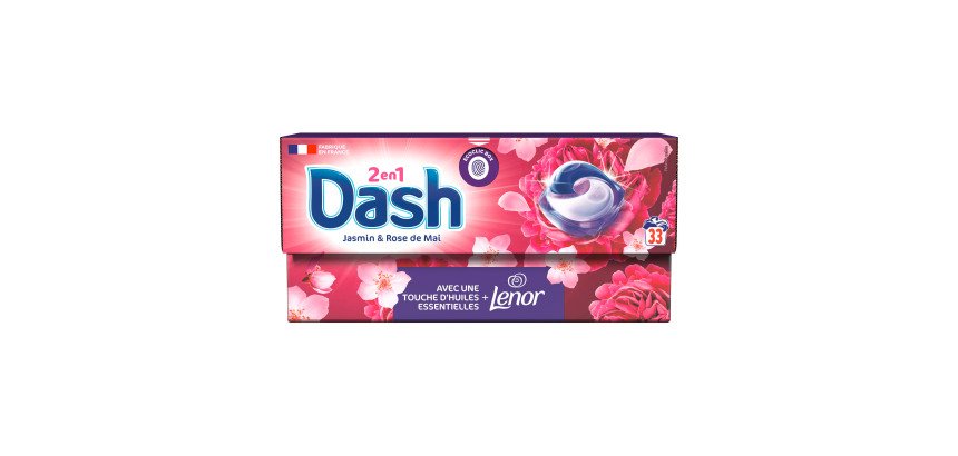 Lessive Dash Pods 2 en 1 fraicheur Jasmin et rose de mai - 33 lavages