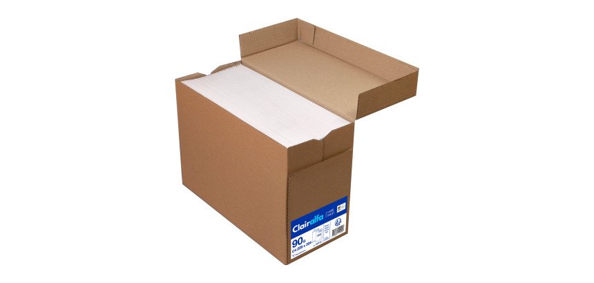 Pochette velin blanc 229 x 324 mm Clairefontaine 90 g avec fenêtre 50 x 100 - Boite de 250