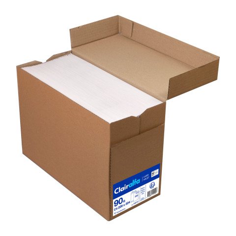 Sobres satinado blanco 229 x 324 mm Clairefontaine 90 g con ventana 50 x 100 - Caja de 250