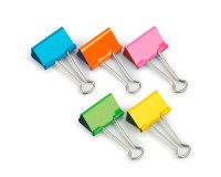 Pinces double clip 32 mm couleurs assorties - Boite de 10