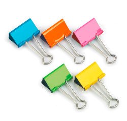 Pinces double clip 32 mm couleurs assorties - Boite de 10